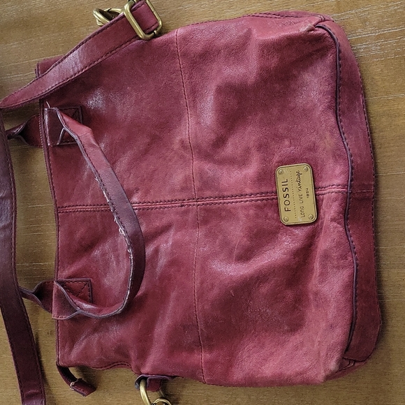 GORGEOUS VINTAGE FOSSIL DISTRESSED LEATHER BAG - Picture 14 of 16